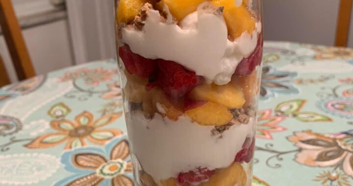 Peach Grape Nuts Yogurt Parfait