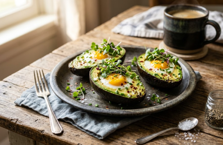 Avocado Egg Breakfast Boats with Microgreens